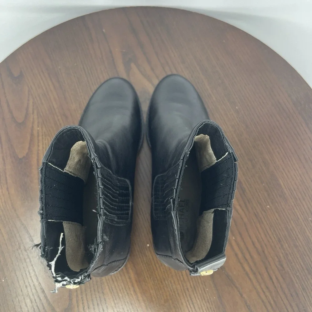 Michael Kors Ankle Boots Women's 6.5M Black Leather Booties Chelsea pull Up Moto